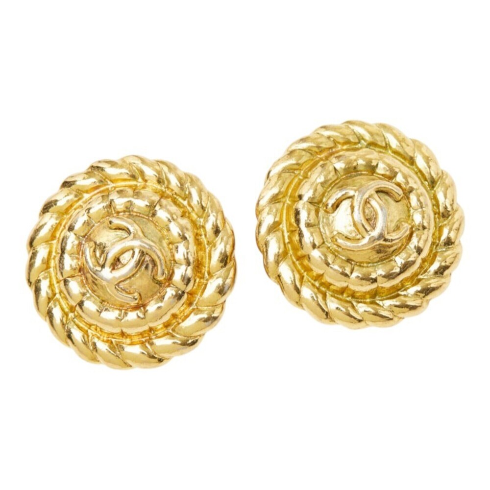 CHANEL Vintage Gold Logo Earrings